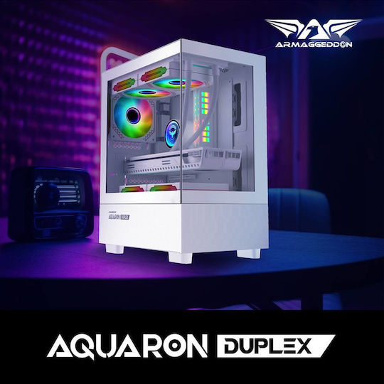 Armaggeddon Aquaron Duplex Gaming Micro Tower Carcasă PC cu Deschidere Laterală Albă