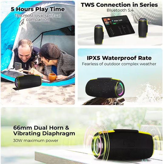Sonic Gear SonicGo! Boom 6 Bluetooth Speaker 30W with Battery Life up to 5 hours Black