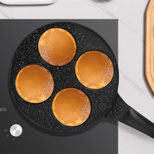Cheffinger 26 Cm Pancake Pan 4 People Marble Coated Ergonomic Handle Black