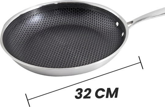Cheffinger Wok 32cm Cu Strat Tip Fagure Mâner Lung Argintiu