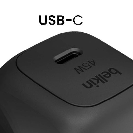 Belkin Φορτιστής Χωρίς Καλώδιο με Θύρα USB-C 45W Power Delivery Μαύρος (WCA013KQBK)