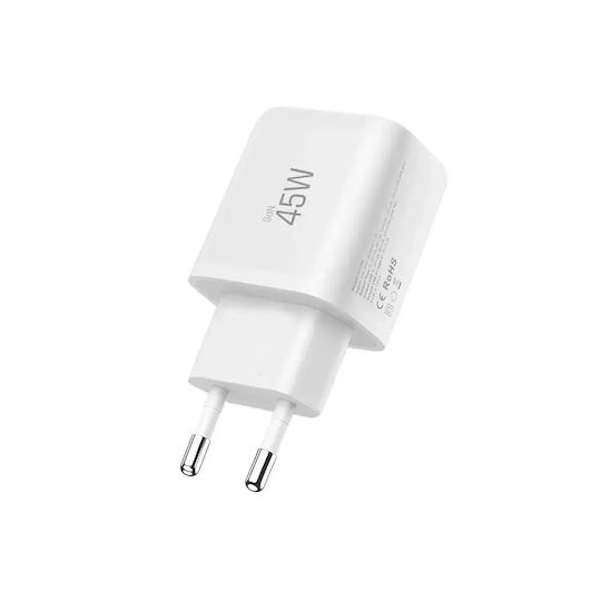 Tech-Protect Charger Without Cable GaN with USB-A Port and USB-C Port 45W Power Delivery / Quick Charge 3.0 Whites (NCA45W)