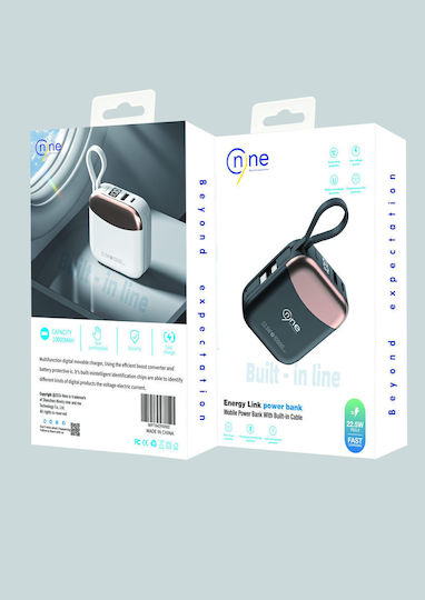 Nine R56J Power Bank 10000mAh 22.5W με Θύρα USB-A και Θύρα USB-C Μπλε