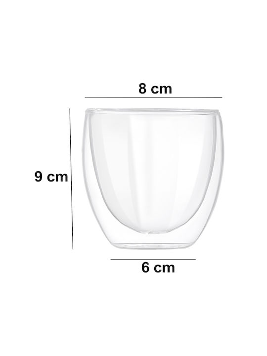 Cheffinger Lot 2 Glasses 250ml Double Wall Borosilicate Glass Drinks Sienna
