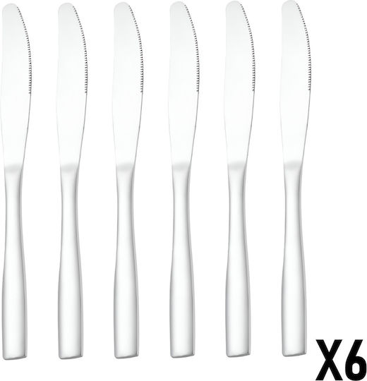 Cheffinger Set 6 Table Knives 23cm In High-strength Stainless Steel Silver