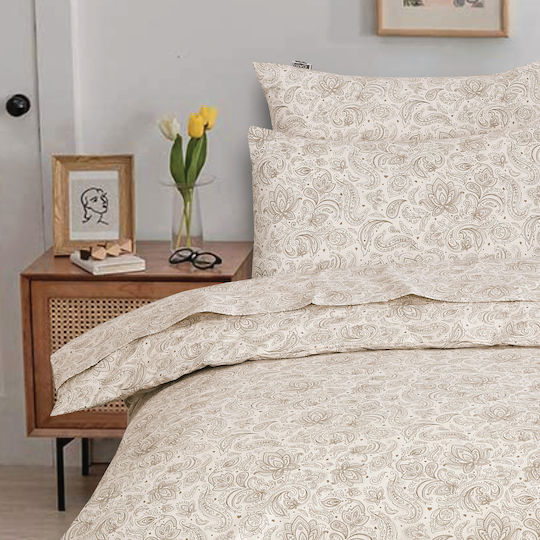 Casa Colori Комплект Двоен 4бр 140x200+30см. с Ластик Elegance Ecru