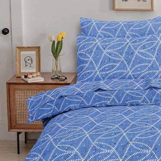 Casa Colori Imperial Σετ Μονό 3τμχ 100x200+30εκ. με Λάστιχο Imperial Blue