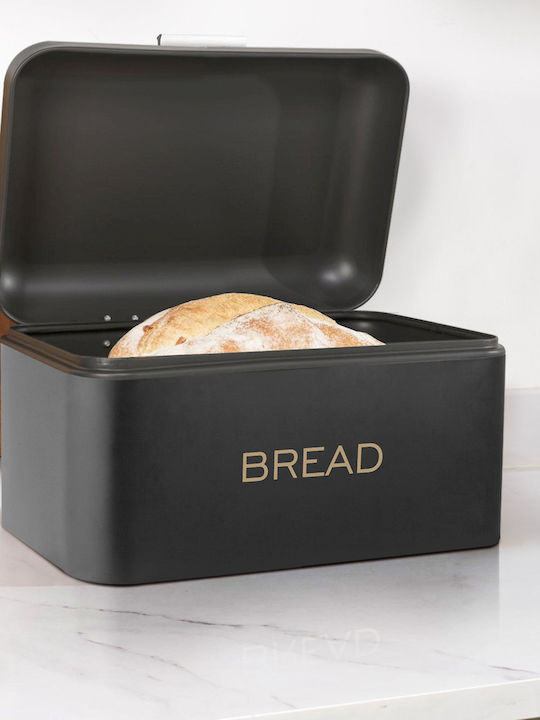 Cheffinger Bread Box Aluminum Handle 34x20x18cm Large Capacity Black