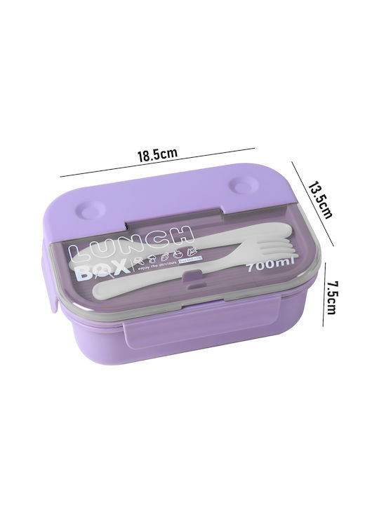 Cheffinger 700ml 3-compartment Food Container Spoon Fork Purple