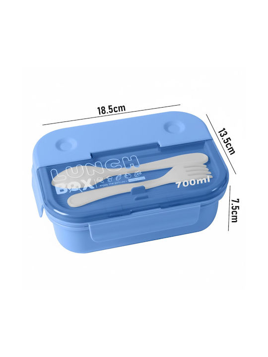 Cheffinger 700ml 3-compartment Food Container Spoon Fork Blue