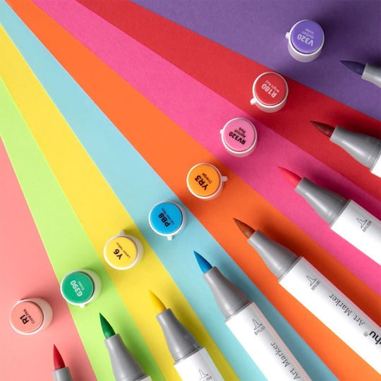 Ohuhu Honolulu B Brush & Chisel 104 Drawing Markers Basic Colours