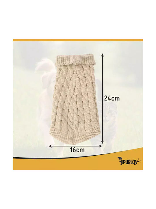 Knitted Sweater for Dogs and Cats Purlov Turtleneck Small Beige Warm Winter Pet Clothing