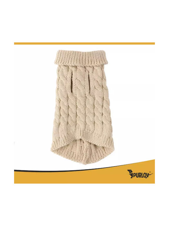 Knitted Sweater for Dogs and Cats Purlov Turtleneck Small Beige Warm Winter Pet Clothing