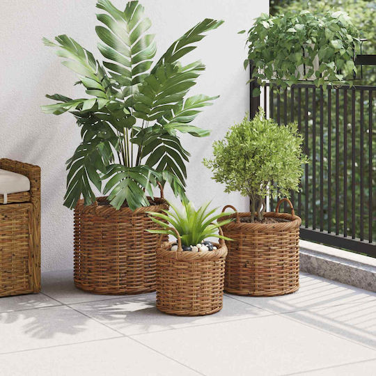 vidaXL Planter Rattan Brown