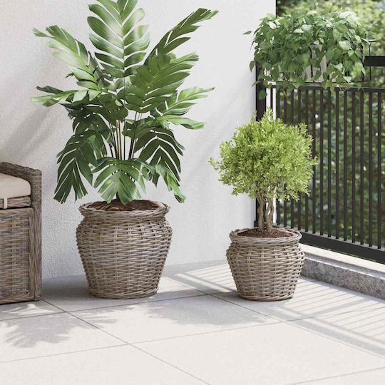 vidaXL Planter Rattan Gray