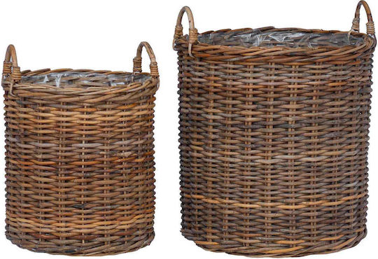 vidaXL Plant Pot Rattan Brown 50x50x58cm 2 Pieces