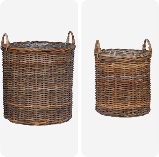 vidaXL Plant Pot Rattan Brown 50x50x58cm 2 Pieces