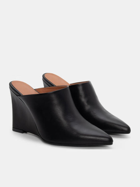 Mules mit Chunky Hoch Absatz in Schwarz Farbe
