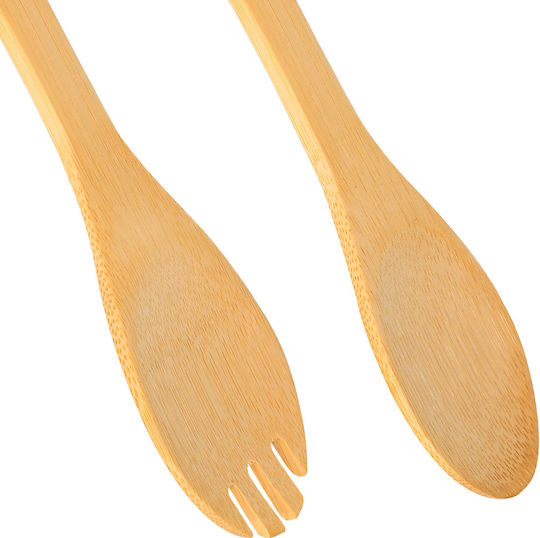 Cheffinger Bol Pentru Salată Din Sticlă Cu Bază Din Bambus Linguri Incluse Ultra Practic Sienna