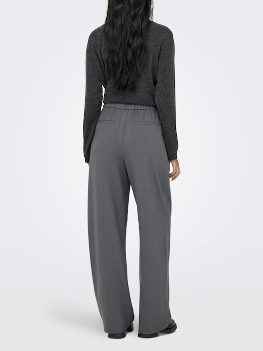 Only Damen Hoch tailliert Stoff Hose mit Gummizug Dark Grey Melange Only Damen Hoch tailliert Stoff Hose mit Gummizug Dark Grey Melange