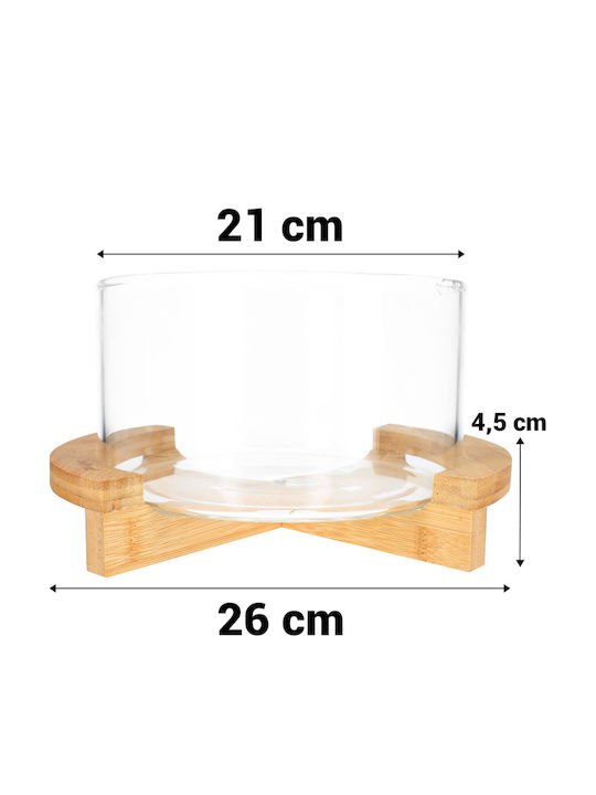 Cheffinger Glass Salad Bowl Bamboo Base Utensils Included Ultra Practical Sienna