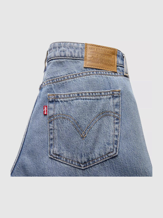 Low Waist Women's Jean Trousers in Loose Fit Medium Wash Blue