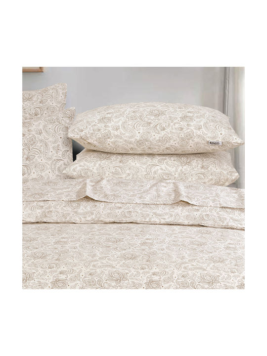 Casa Colori Elegance Pillowcase Set with Envelope Cover Ecru 50x70cm.
