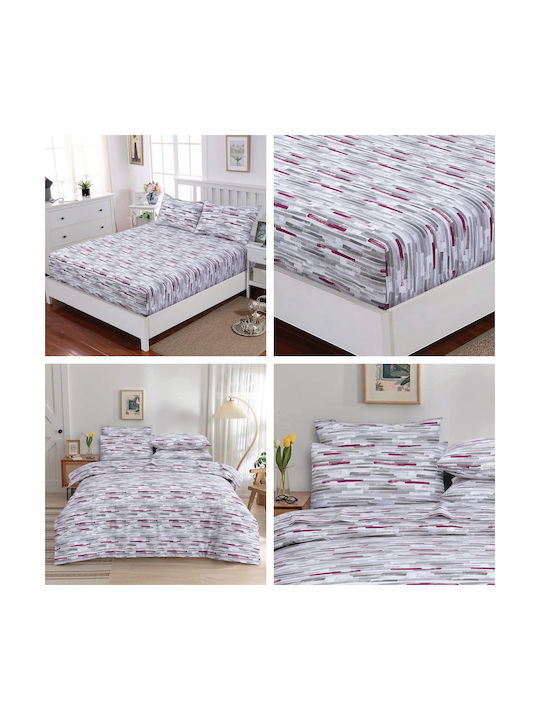 Casa Colori Wine Pillowcase Set with Envelope Cover Striped 50x70cm.