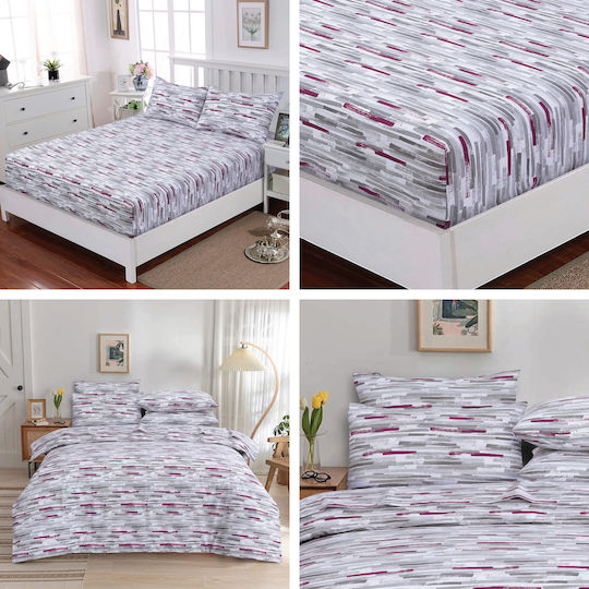 Casa Colori Wine Сет Калъфки за Възглавници с корица за плик Striped 50x70см.