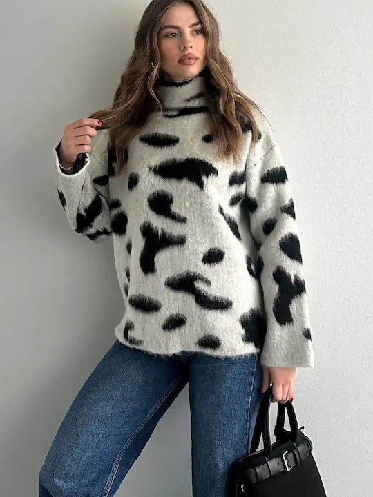 Damen Pullover Tierdruck Gray