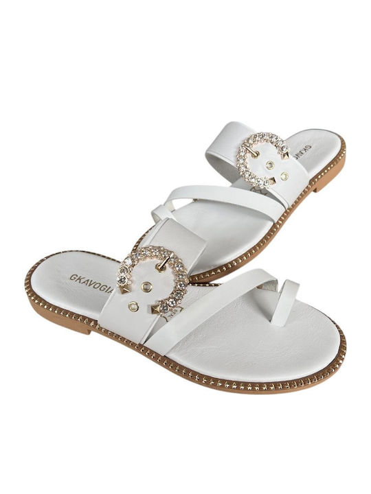 Sandale Casual Damă Din Piele Albe