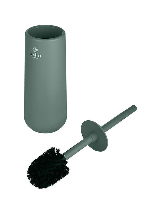 Estia Fjord Plastic Toilet Brush and Basket Set Soft Close 5lt Green