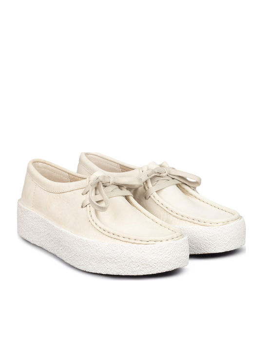 Clarks Wallabee Cup Women's Moccasins in White Color