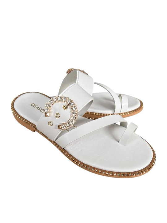 Sandale Casual Damă Din Piele Albe