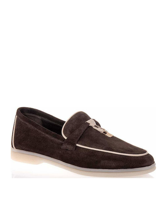 Leather Women's Loafers in Brown Color