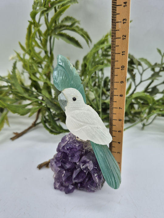 Handmade Carved Decorative Parrot With Natural Semi-Precious Stones