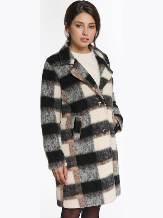 Damen Geprüft Beige Mantel