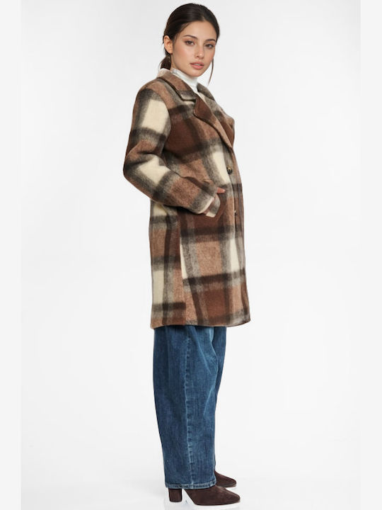 Damen Geprüft Brown Mantel