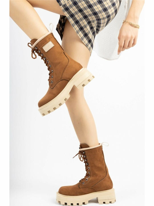 Suede Women's Ankle Boots Brown