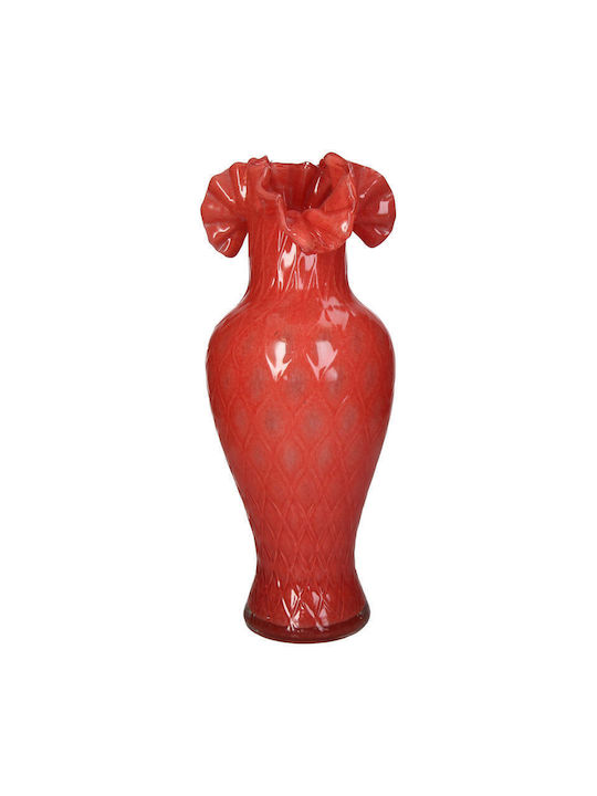Vază Decorativă Sticlă Roșu 14x14x32cm 1buc
