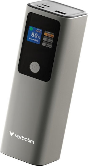 Verbatim Charge 'n' Go Power Bank 27000mAh 140W with 2 USB-C Ports Power Delivery / Quick Charge 3.0 Gray