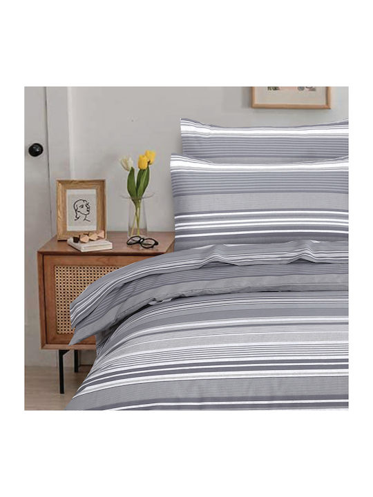 Casa Colori Grey Harmony Σετ Σεντόνια Ημίδιπλα με Λάστιχο 120x200+30εκ. Γκρι (3τμχ)