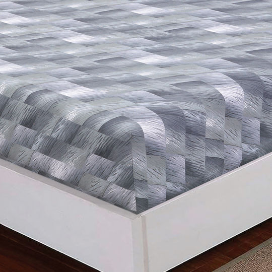 Casa Colori Semi Dublu 120x200+30cm cu Elastic Grey Illus Gri