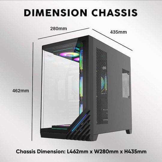 Armaggeddon AQUARON-XCURVE-GIGA10-W Gaming Full Tower Computer Case with Side Window White