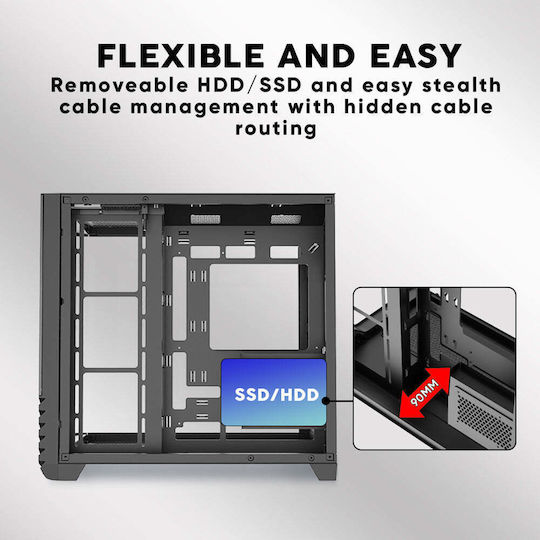 Armaggeddon AQUARON-XCURVE-GIGA10-W Gaming Full Tower Computer Case with Side Window White