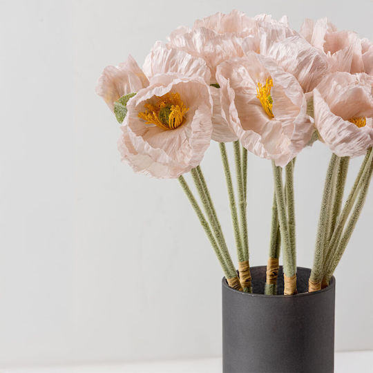 Poppy Λουλουδι Τεχνητο 61 Polyester Ροζ Ανοιχτο Σετ 12 Τμχ 030890 Polyester