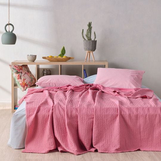 Kentia Loft Illusion Pique Blanket King Size 260x250cm Coral