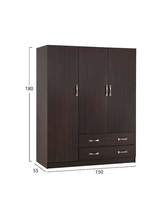 Triple Door Wardrobe Carly 150x55x180cm