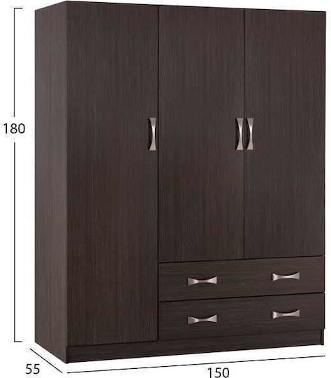 Dreifachtür Kleiderschrank Carly 150x55x180cm