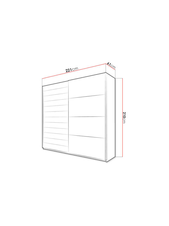 Kappa Δίφυλλη Ντουλάπα Συρόμενη 220x61x210cm